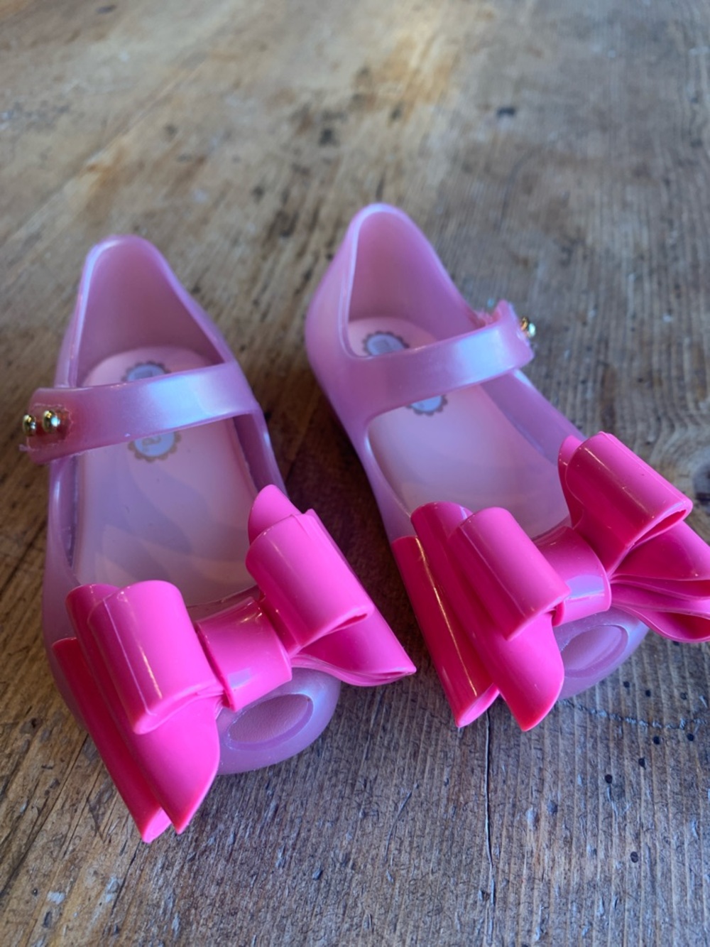 Mini Melissa Pink Jelly Mary Jane Shoes with Layered Bow - Picture 16 of 16